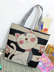 Futurecen - Cartoon Cat Pattern Tote Bag  - Women Tote Bags