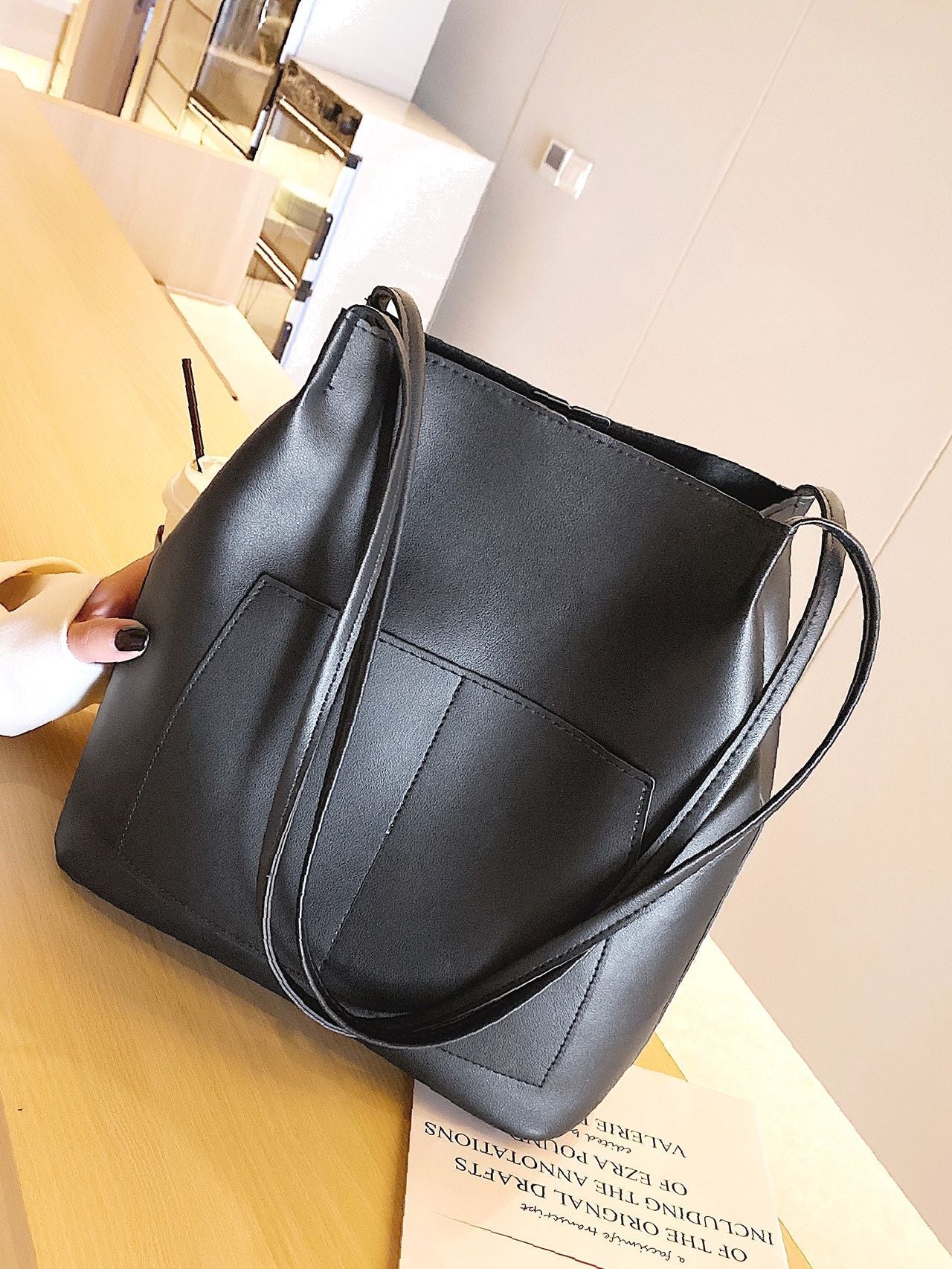 Futurecen - Minimalist Double Handle Bucket Bag  - Women Tote Bags