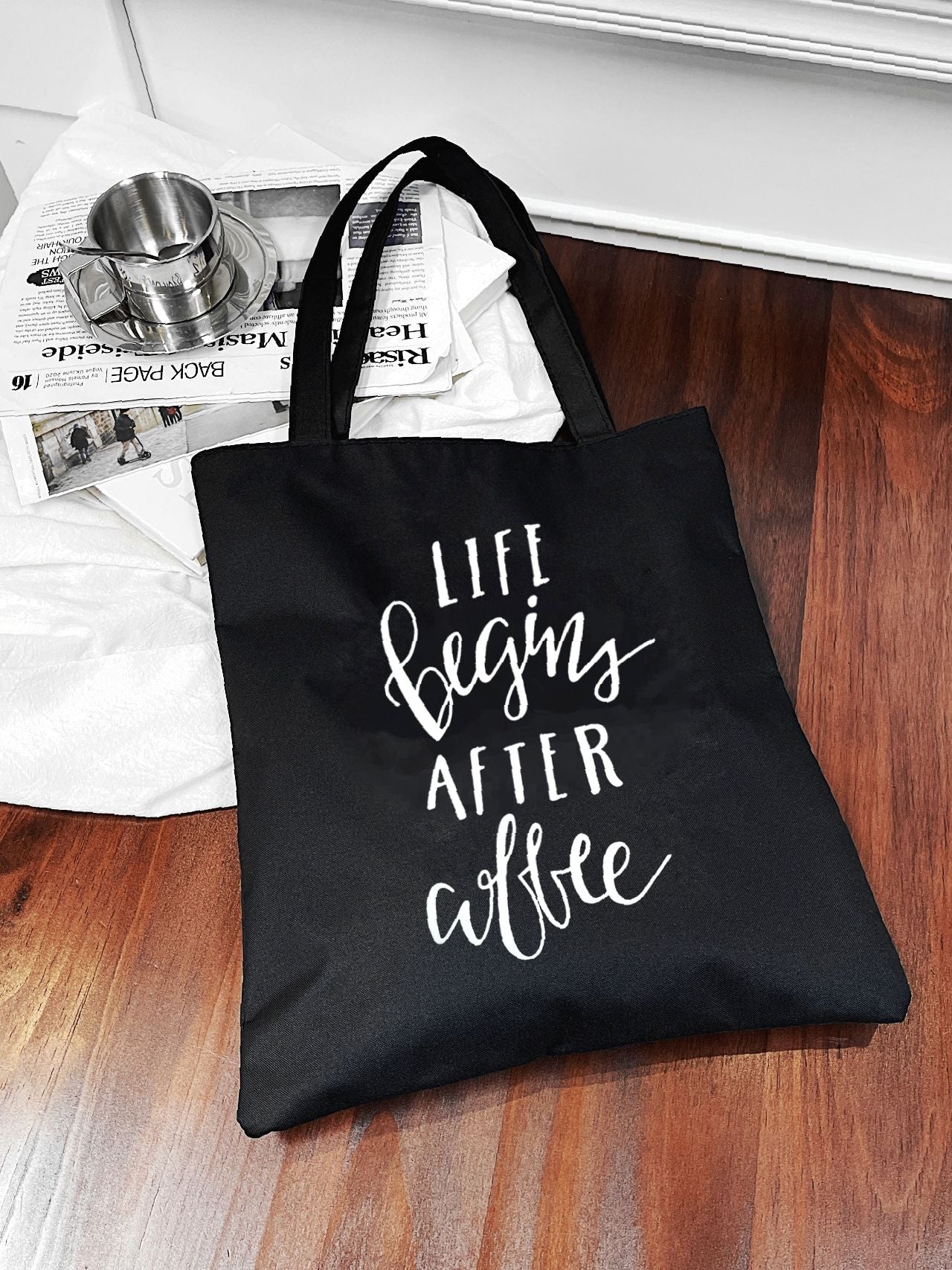 Futurecen - Slogan Graphic Shopper Bag  - Women Tote Bags