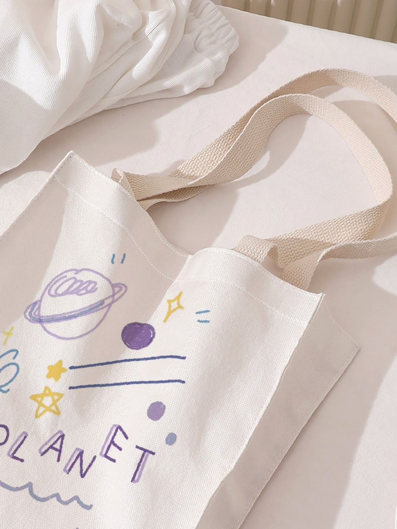 Futurecen - Planet & Letter Graphic Tote Bag  - Women Tote Bags