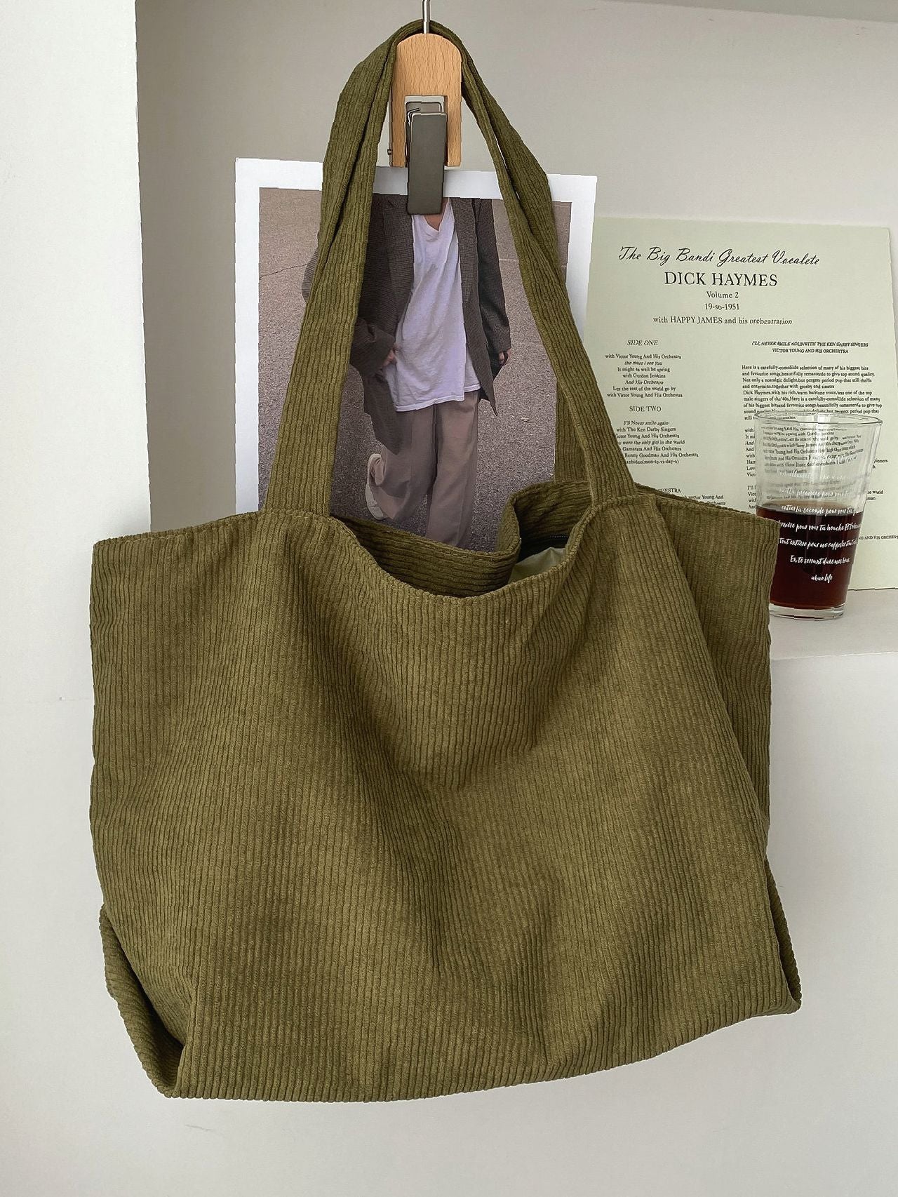 Futurecen - Minimalist Corduroy Shoulder Tote Bag  - Women Tote Bags