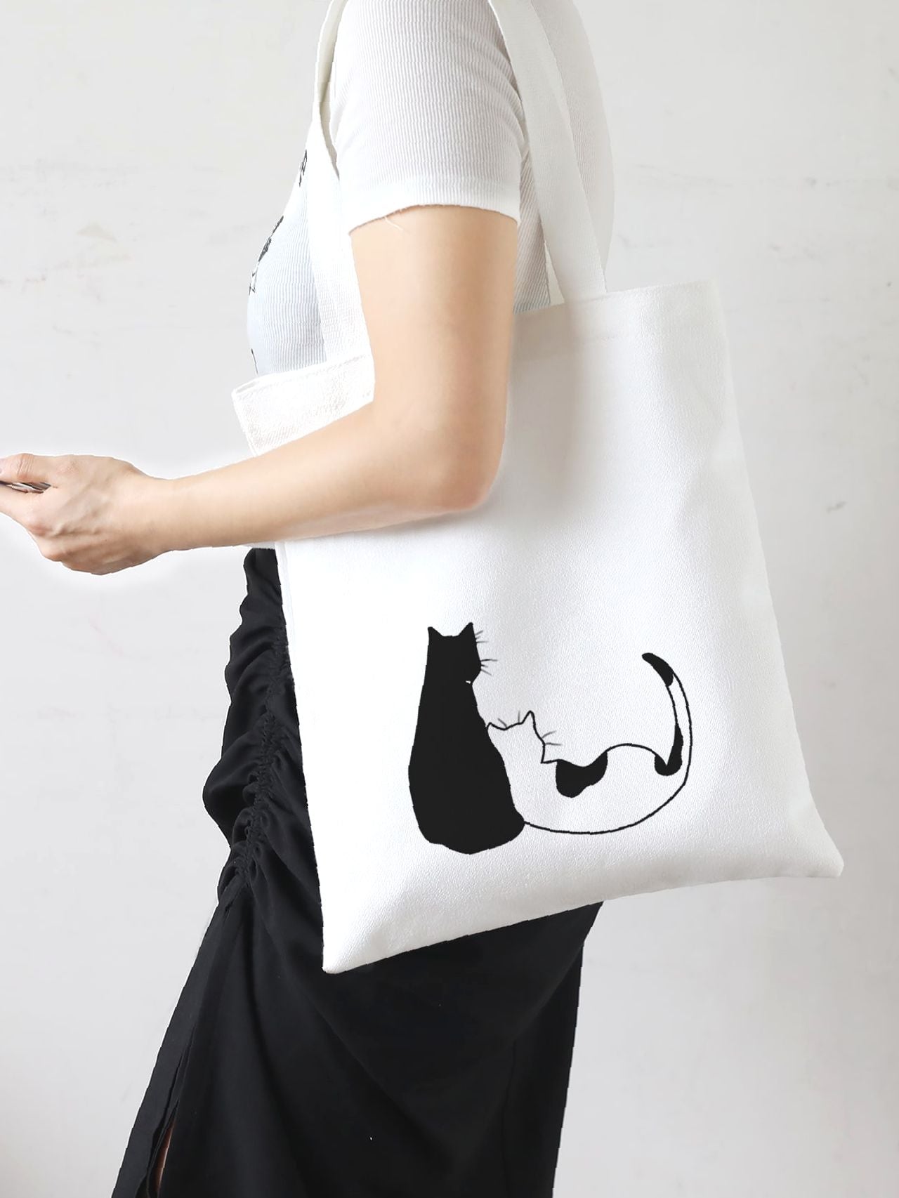 Futurecen - Cartoon Cat Graphic Shopper Bag  - Women Tote Bags