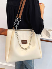 Futurecen - Patch Detail Chain Shoulder Tote Bag  - Women Tote Bags