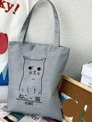 Futurecen - Cartoon Cat Graphic Shopper Bag  - Women Tote Bags