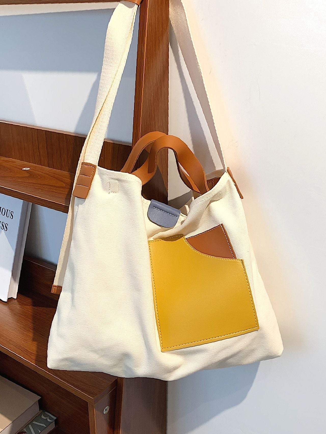 Futurecen - Colorblock Top Handle Bag  - Women Tote Bags