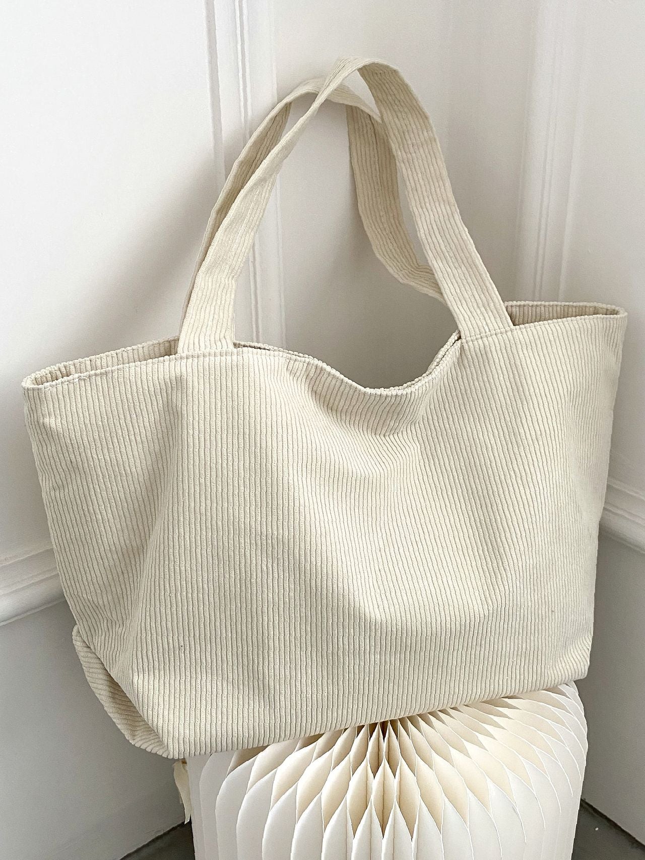 Futurecen - Minimalist Corduroy Shoulder Tote Bag  - Women Tote Bags