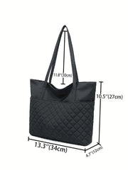 Futurecen - Argyle Quilted Large Capacity Shoulder Tote Bag  - Women Tote Bags