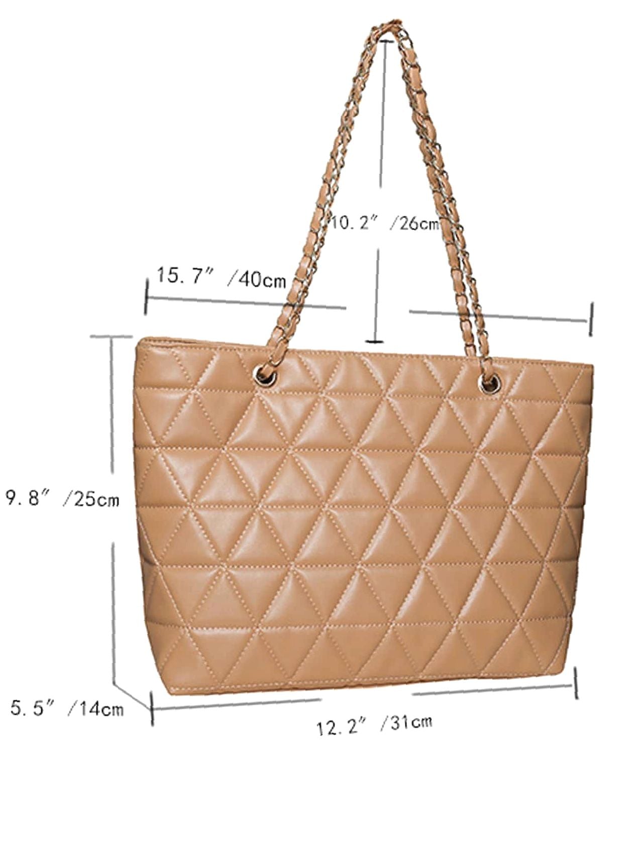 Futurecen - Minimalist Quilted Chain Shoulder Tote Bag  - Women Tote Bags