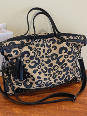 Futurecen - Leopard Studded Decor Shoulder Tote Bag  - Women Tote Bags