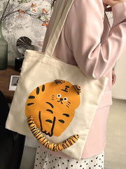 Futurecen - Cartoon Tiger Graphic Shopper Bag  - Women Tote Bags