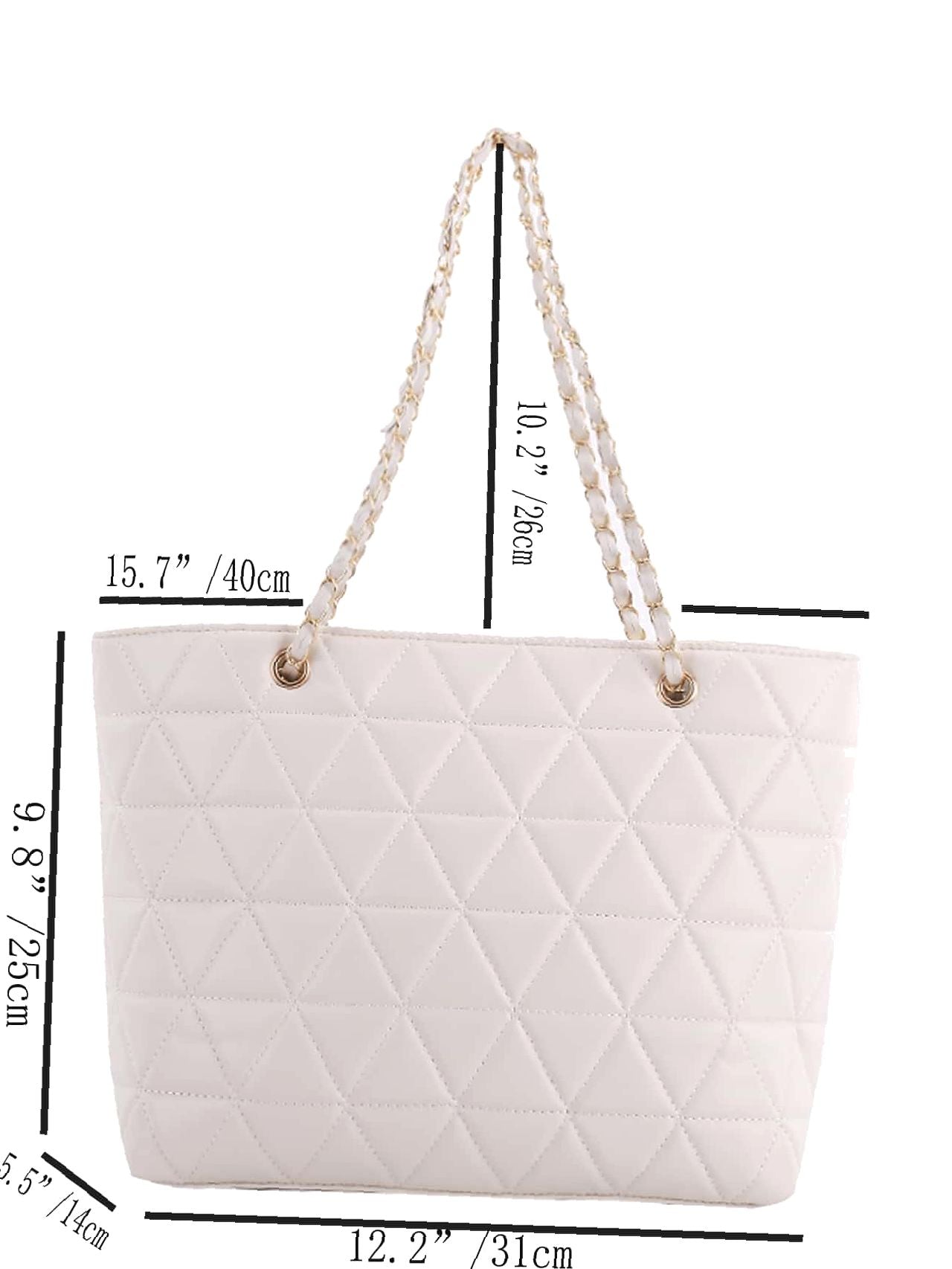 Futurecen - Minimalist Quilted Chain Shoulder Tote Bag  - Women Tote Bags