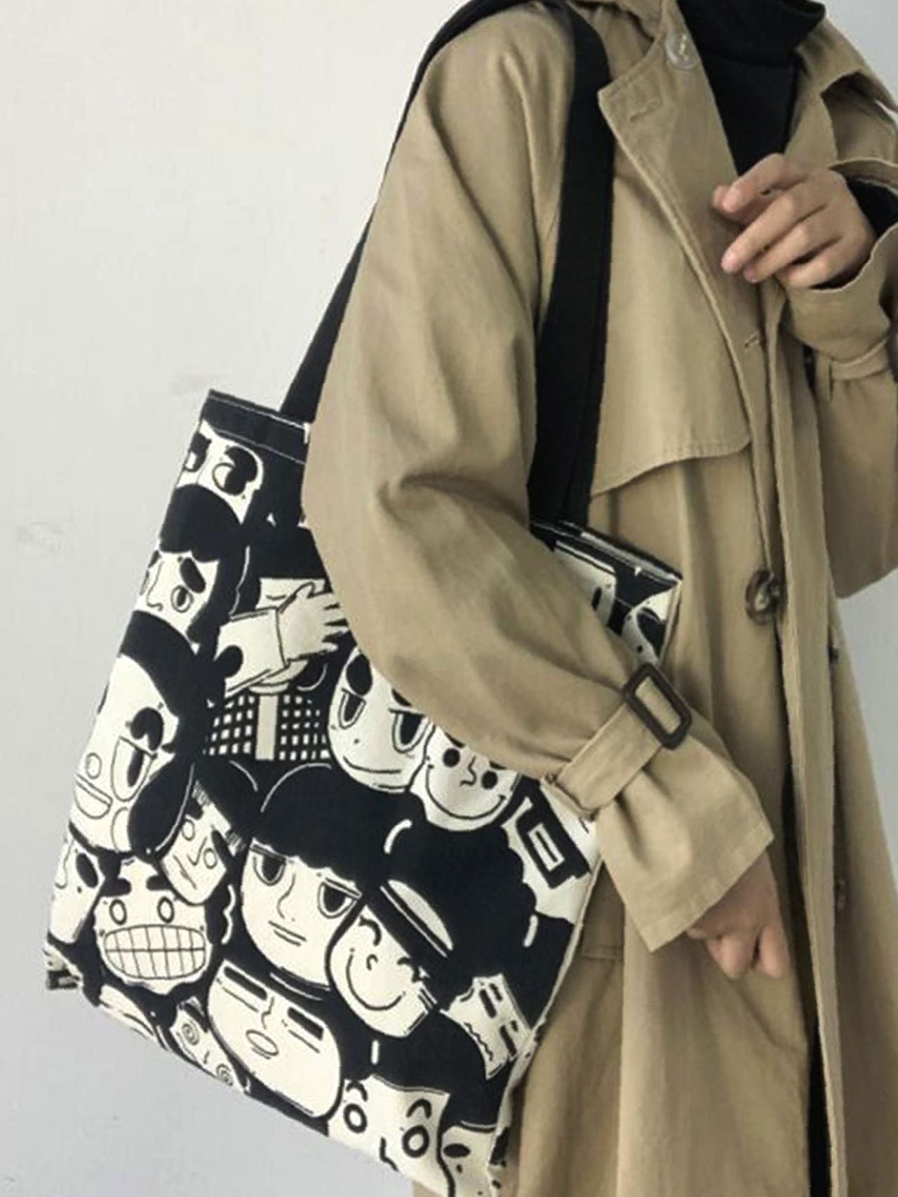 Futurecen - Cartoon Figure Graphic Shopper Bag  - Women Tote Bags