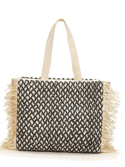 Futurecen - Fringe Trim Woven Tote Bag  - Women Tote Bags