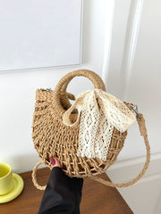 Futurecen - Bow Decor Straw Bag  - Women Tote Bags