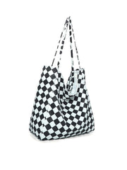 Futurecen - Checkered Print Shoulder Tote Bag  - Women Tote Bags