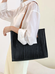 Futurecen - Vertical Striped Shoulder Tote Bag  - Women Tote Bags