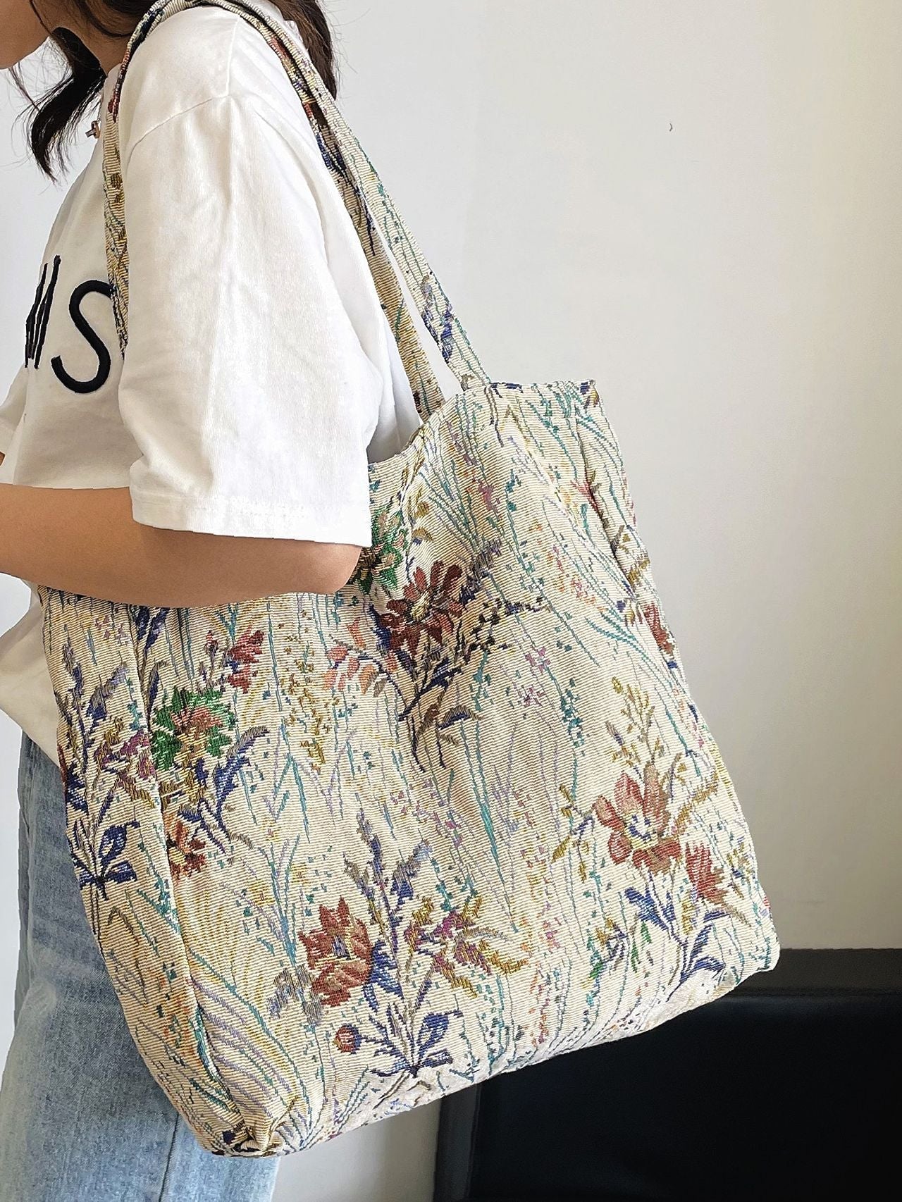 Futurecen - Floral Pattern Shoulder Tote Bag  - Women Tote Bags