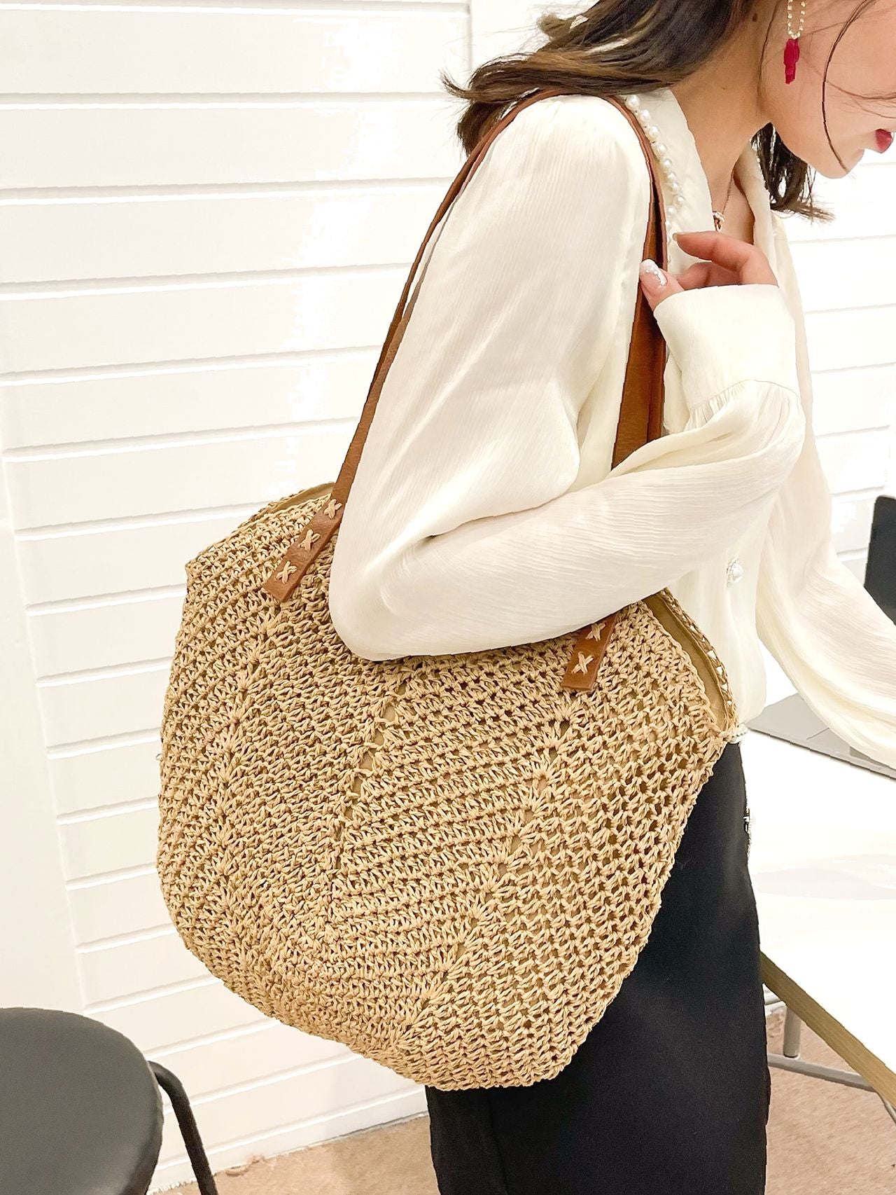 Futurecen - Hollow Out Straw Bag  - Women Tote Bags