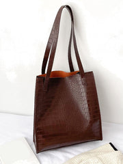 Futurecen - Crocodile Embossed Shoulder Tote Bag  - Women Tote Bags