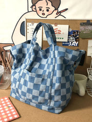 Futurecen - Checkered Graphic Shopper Bag  - Women Tote Bags