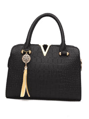 Futurecen - Tassel Decor Croc Embossed Tote Bag  - Women Tote Bags