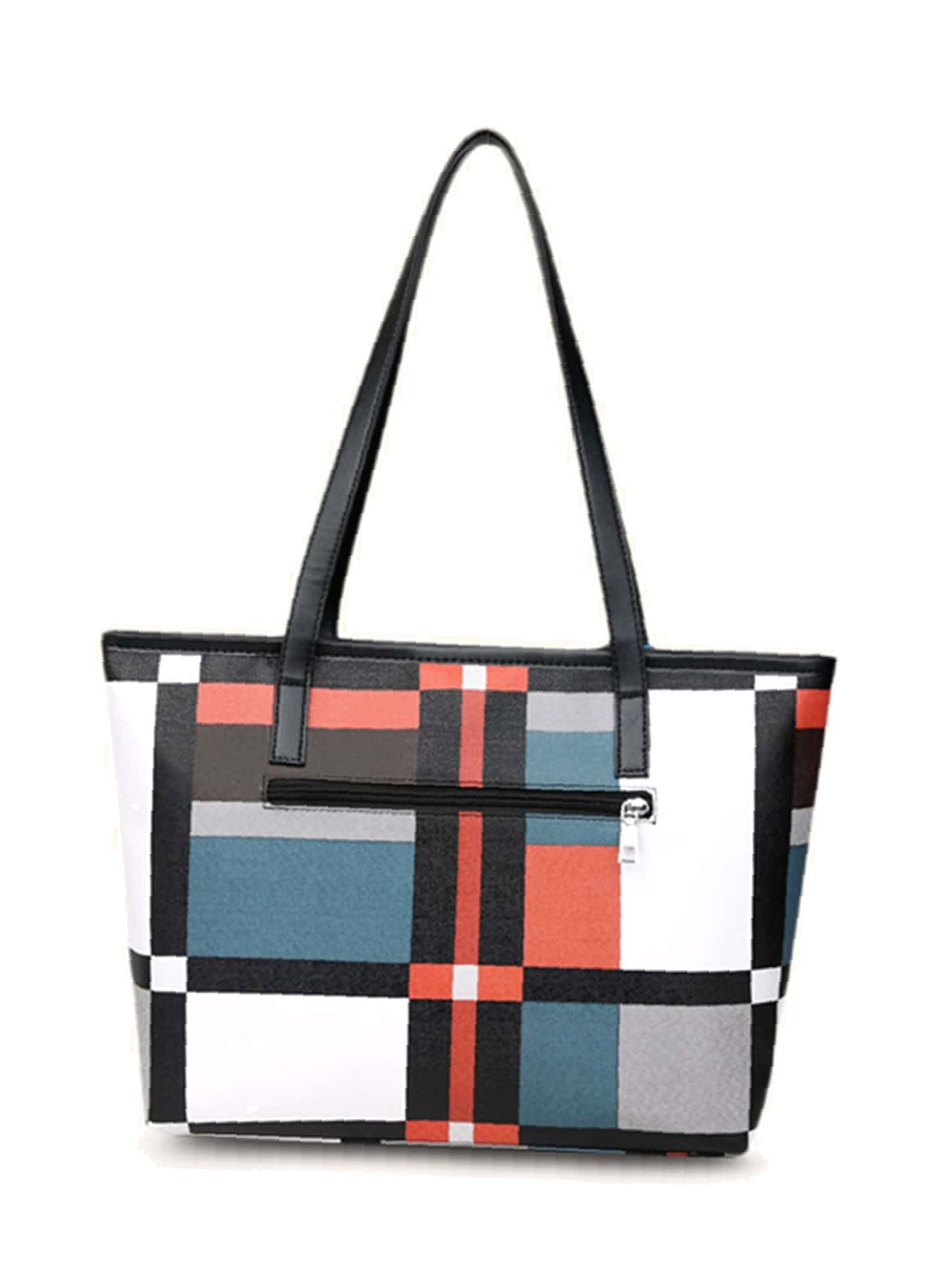 Futurecen - Twilly Scarf Decor Geometric Print Tote Bag  - Women Tote Bags