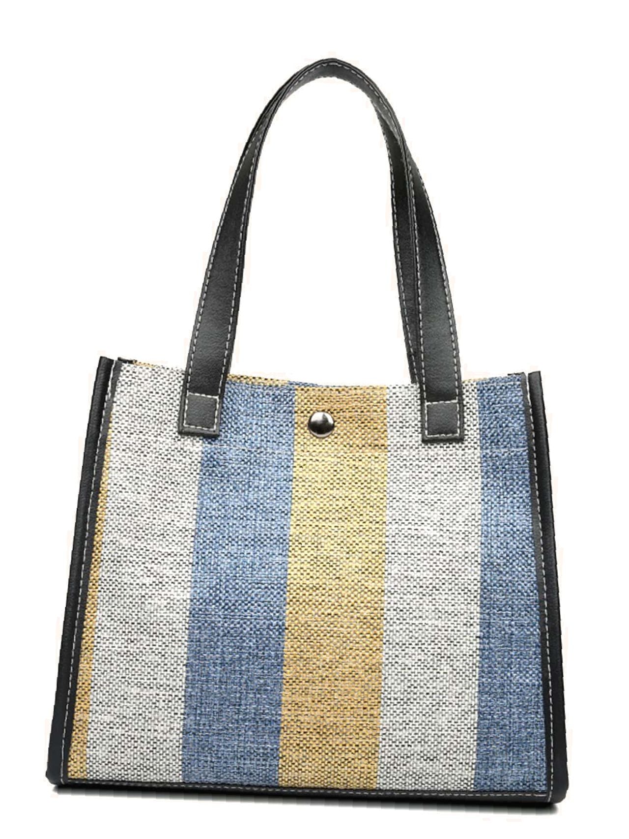 Futurecen - Floral Graphic Colorblock Tote Bag  - Women Tote Bags