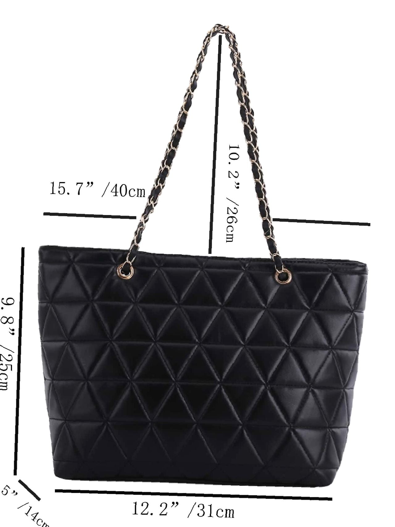 Futurecen - Minimalist Quilted Chain Shoulder Tote Bag  - Women Tote Bags