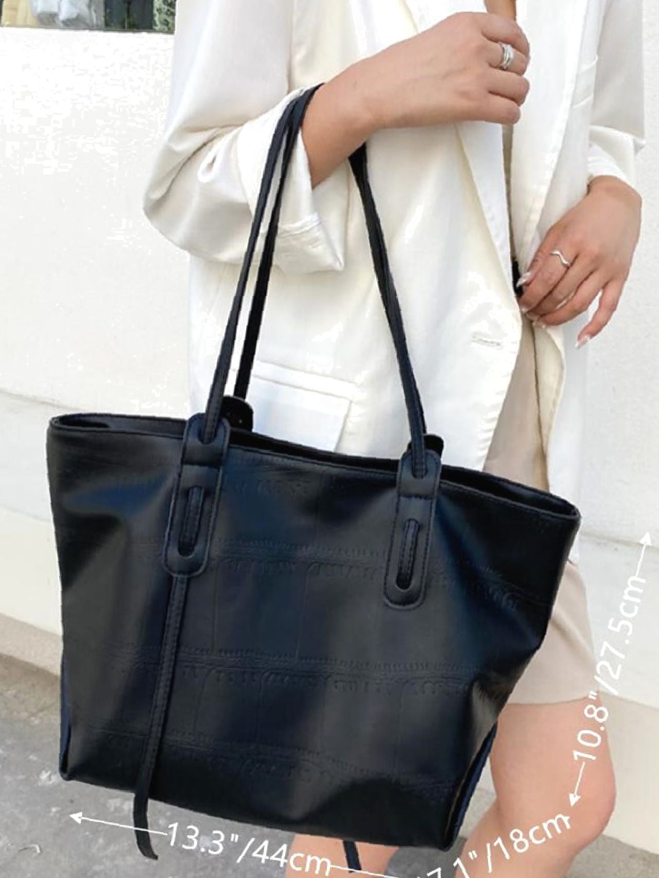 Futurecen - Minimalist Textured Shoulder Tote Bag  - Women Tote Bags