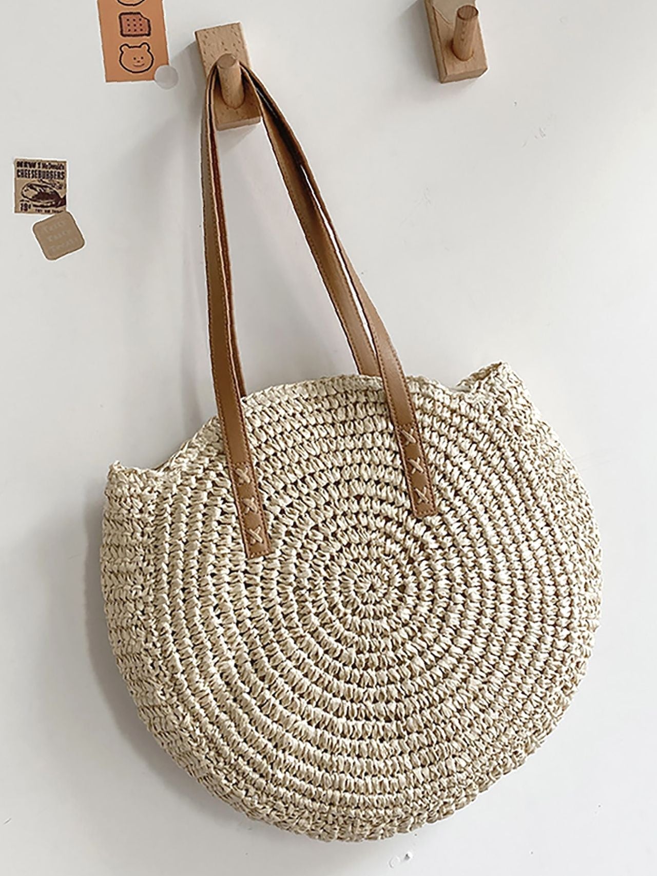 Futurecen - Circle Straw Shoulder Tote Bag  - Women Tote Bags