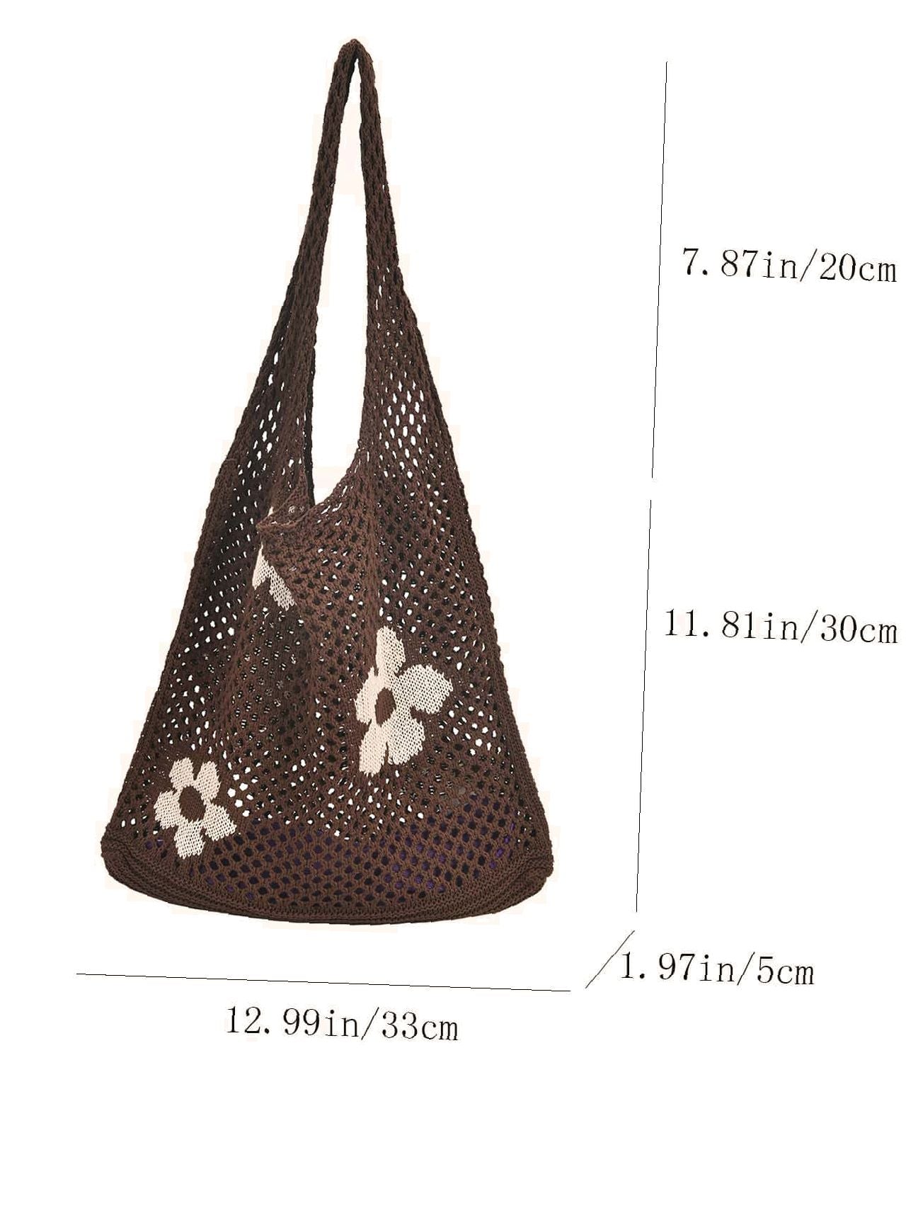 Futurecen - Floral Pattern Crochet Tote Bag  - Women Tote Bags