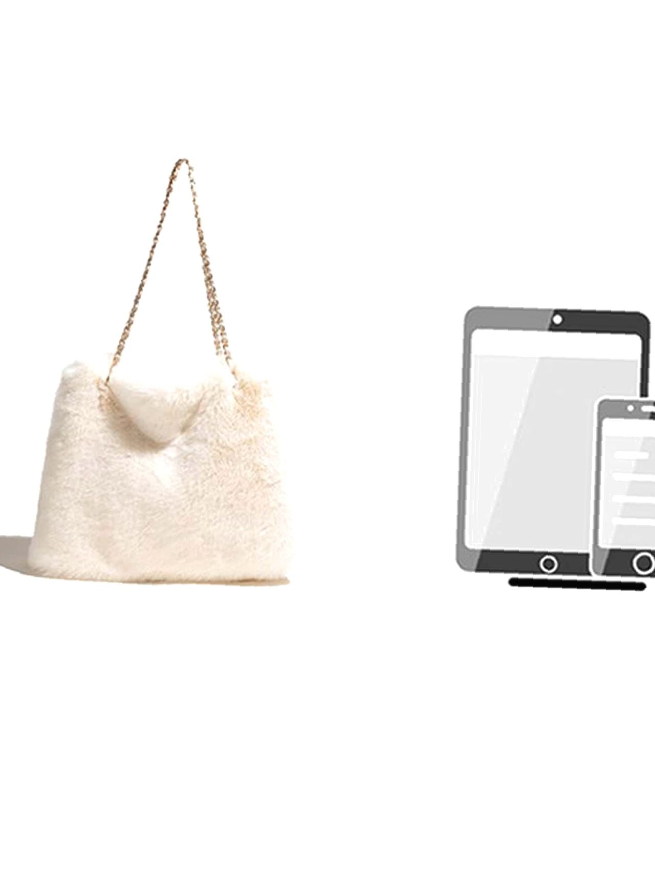 Futurecen - Fluffy Chain Shoulder Tote Bag  - Women Tote Bags