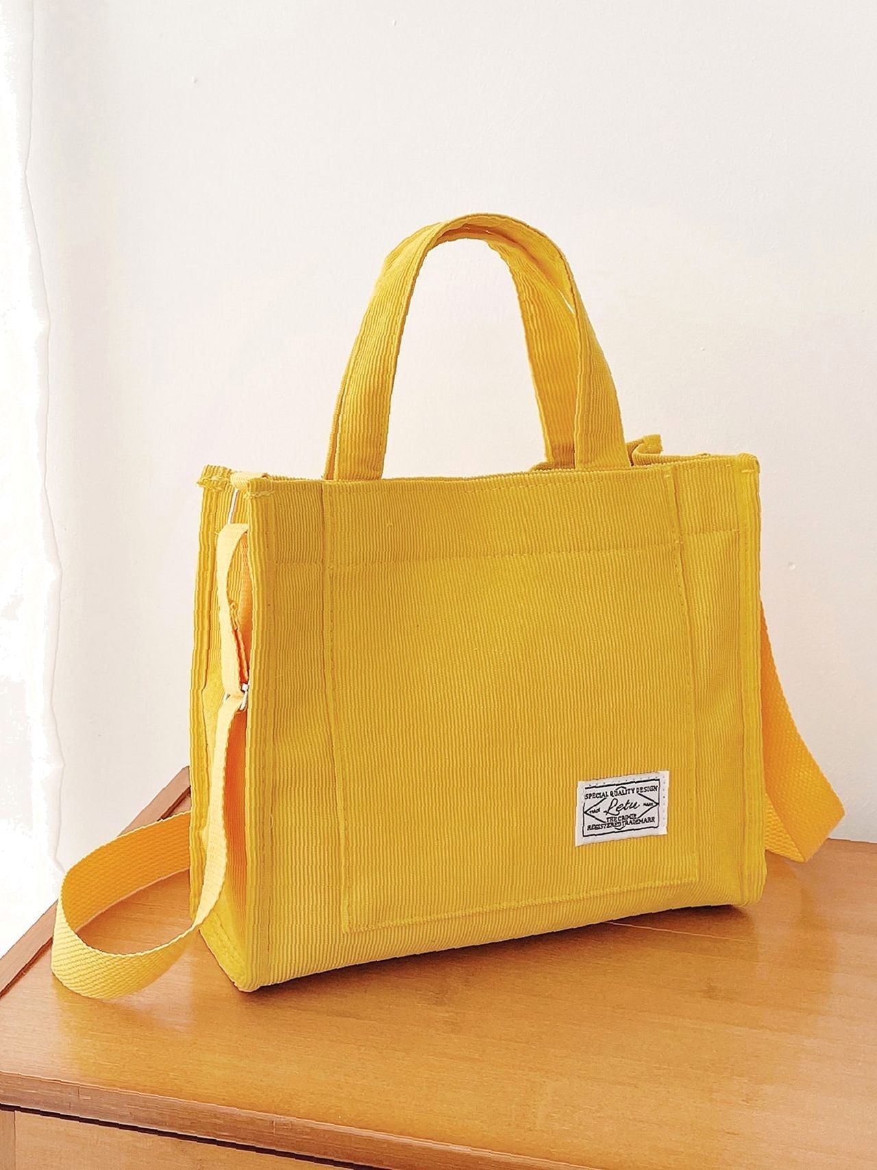 Futurecen - Letter Patch Top Handle Shopper Bag  - Women Tote Bags