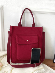 Futurecen - Pocket Front Corduroy Tote Bag  - Women Tote Bags