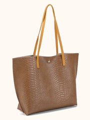 Futurecen - Crocodile Embossed Studded Detail Shoulder Tote Bag  - Women Tote Bags