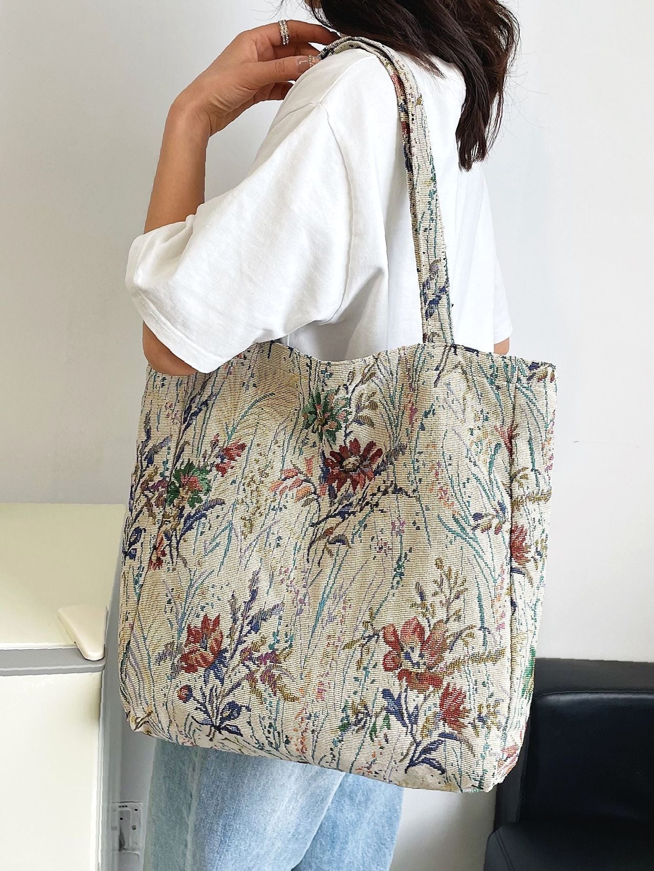 Futurecen - Floral Graphic Large Capacity Shopper Bag  - Women Tote Bags