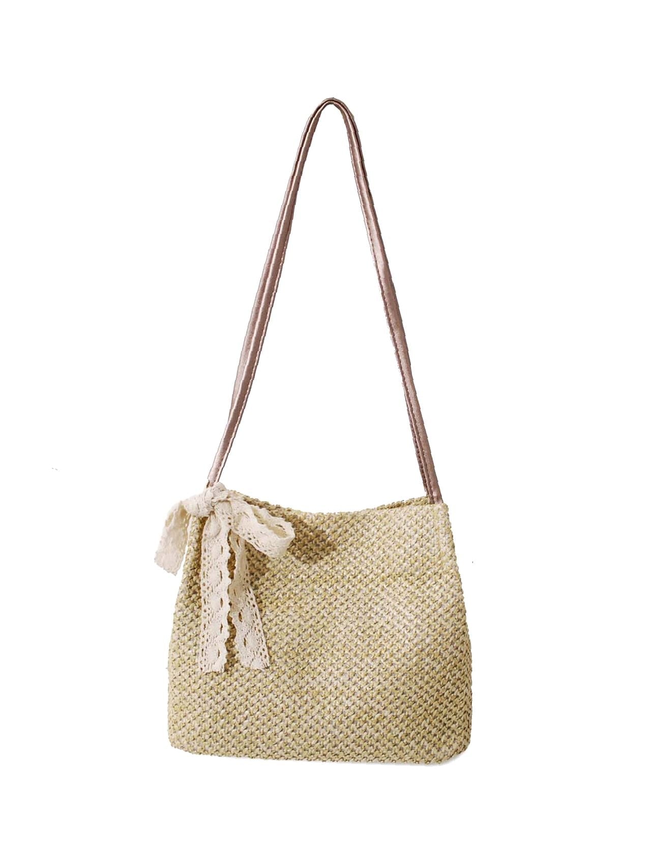 Futurecen - Bow Decor Straw Bag  - Women Tote Bags