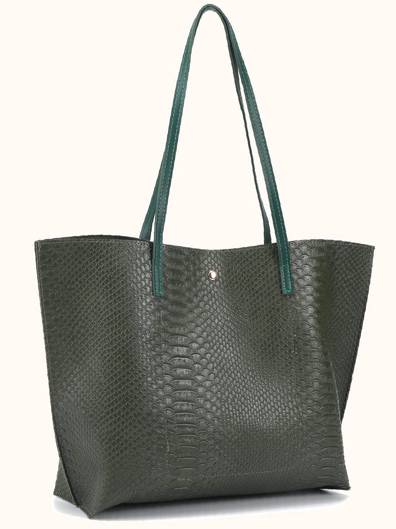 Futurecen - Crocodile Embossed Studded Detail Shoulder Tote Bag  - Women Tote Bags