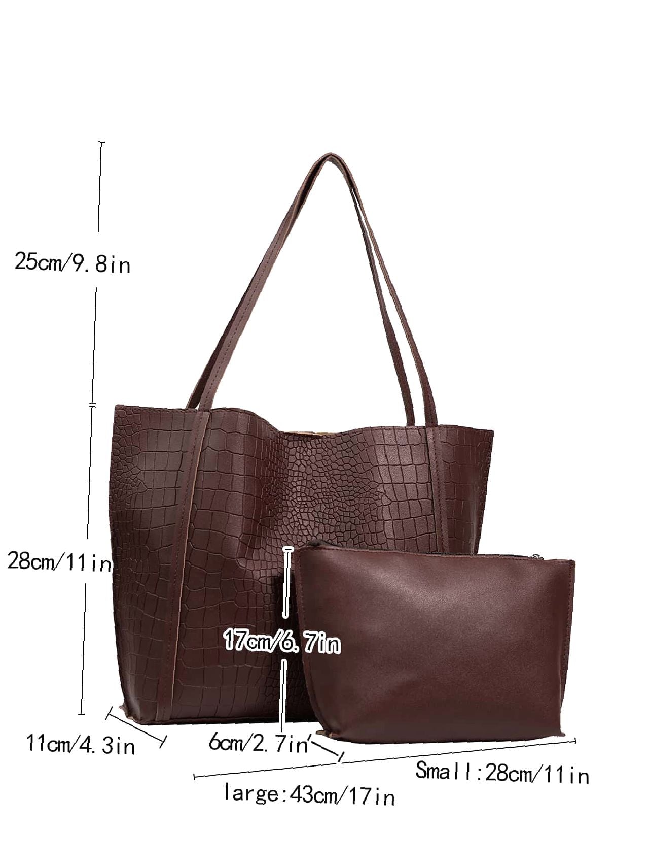 Futurecen - Crocodile Embossed Tote Bag with Inner Pouch  - Women Tote Bags