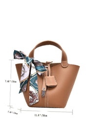 Futurecen - Twilly Scarf Decor Bucket Bag with Inner Pouch  - Women Tote Bags