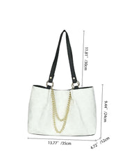 Futurecen - Floral Pattern Chain Shoulder Tote Bag  - Women Tote Bags