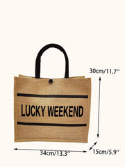 Futurecen - Letter Graphic Shoulder Tote Bag  - Women Tote Bags