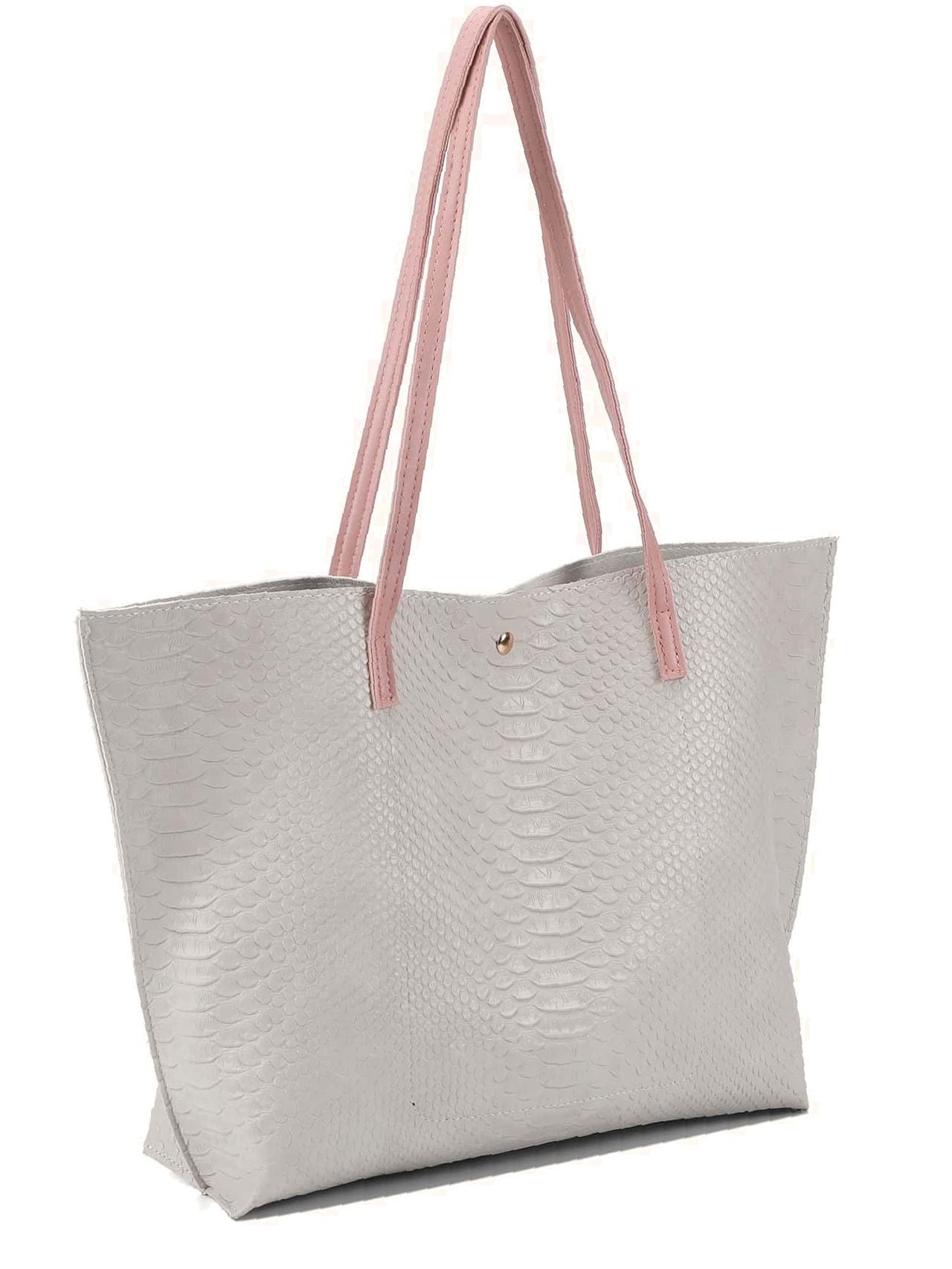 Futurecen - Crocodile Embossed Studded Detail Shoulder Tote Bag  - Women Tote Bags