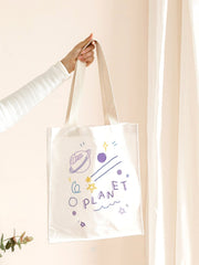 Futurecen - Planet & Letter Graphic Tote Bag  - Women Tote Bags