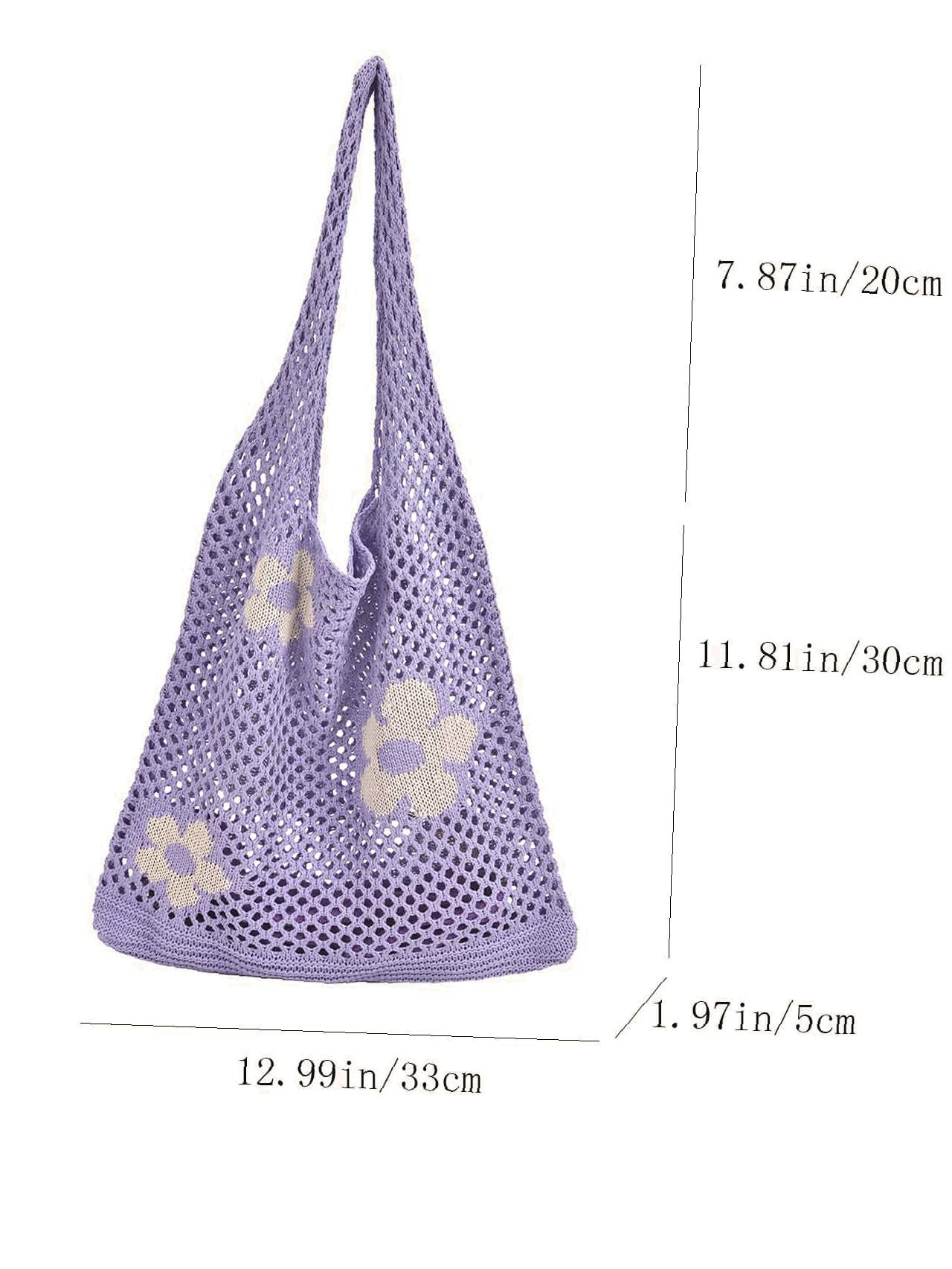 Futurecen - Floral Pattern Crochet Tote Bag  - Women Tote Bags