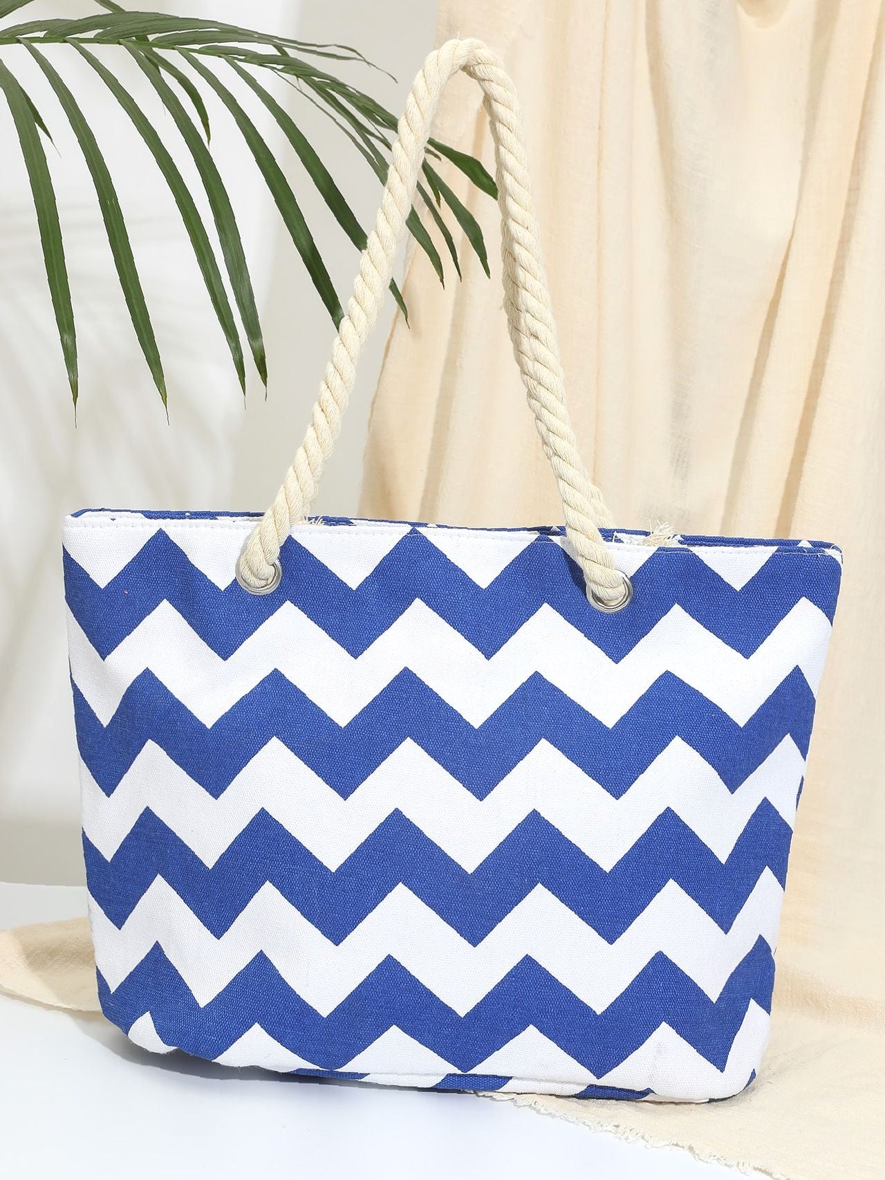 Futurecen - Chevron Graphic Canvas Shoulder Tote Bag  - Women Tote Bags