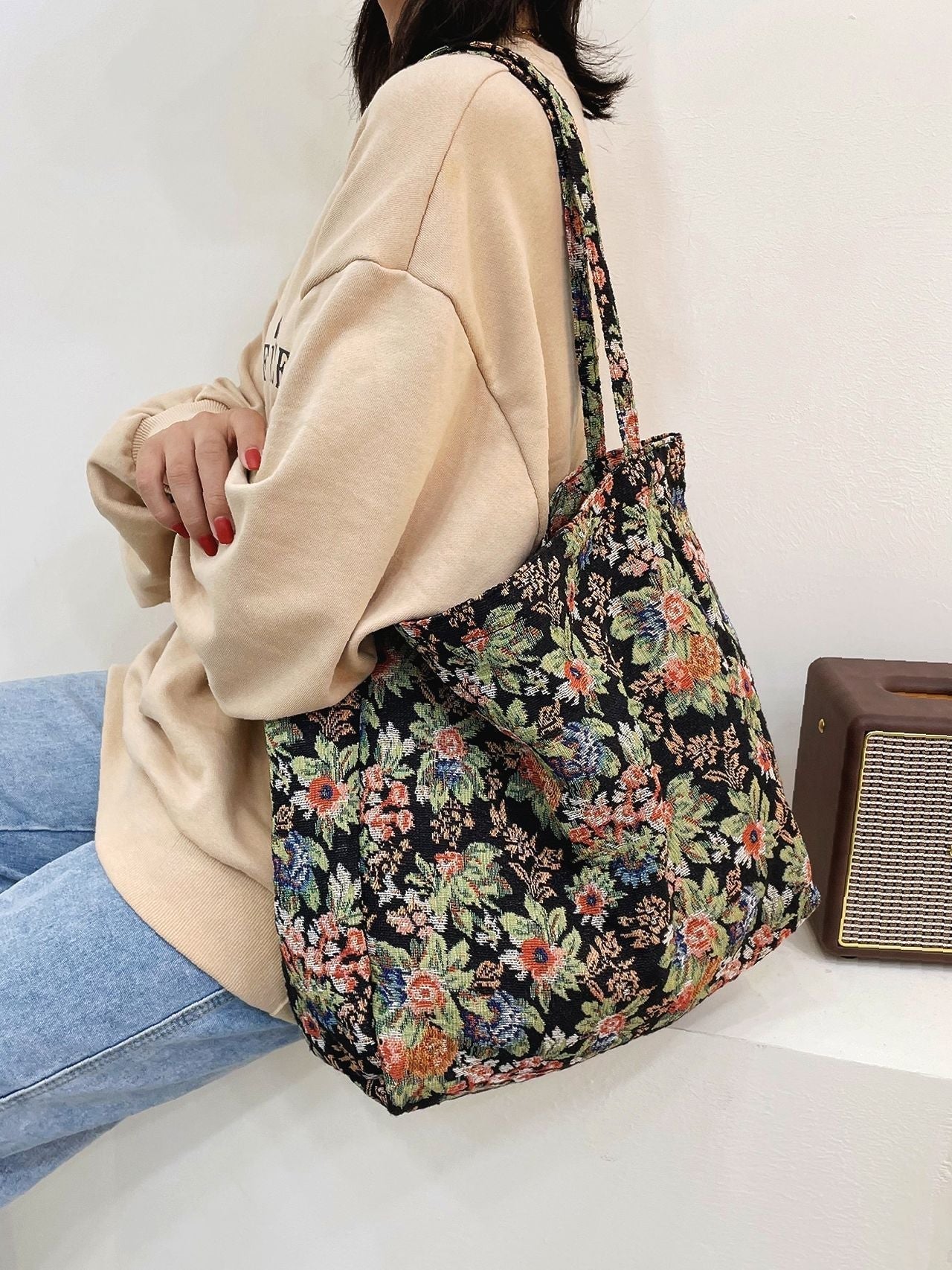 Futurecen - Floral Pattern Shoulder Tote Bag  - Women Tote Bags