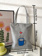 Futurecen - Heart & Cup Print Shopper Bag  - Women Tote Bags