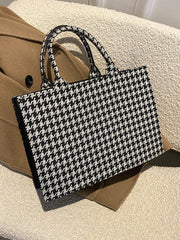 Futurecen - Allover Houndstooth Top Handle Bag  - Women Tote Bags