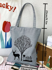 Futurecen - Tree & Deer Print Shopper Bag  - Women Tote Bags